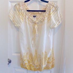 Patagonia Peasant Blouse Top Organic Cotton Yellow & White Floral Medium